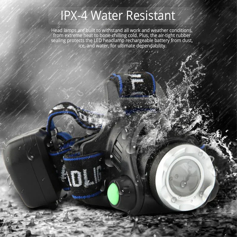 XtremeLight - Krachtige waterdichte LED-hoofdlamp met zoom & oplaadbare batterij voor buitenactiviteiten
