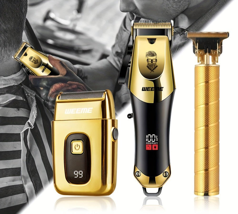 GroomTech - Draadloze gouden tondeuse met LCD display
