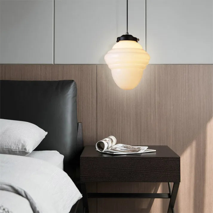 LumoCraft - Vintage witte matglazen geometrische kruik hanglamp