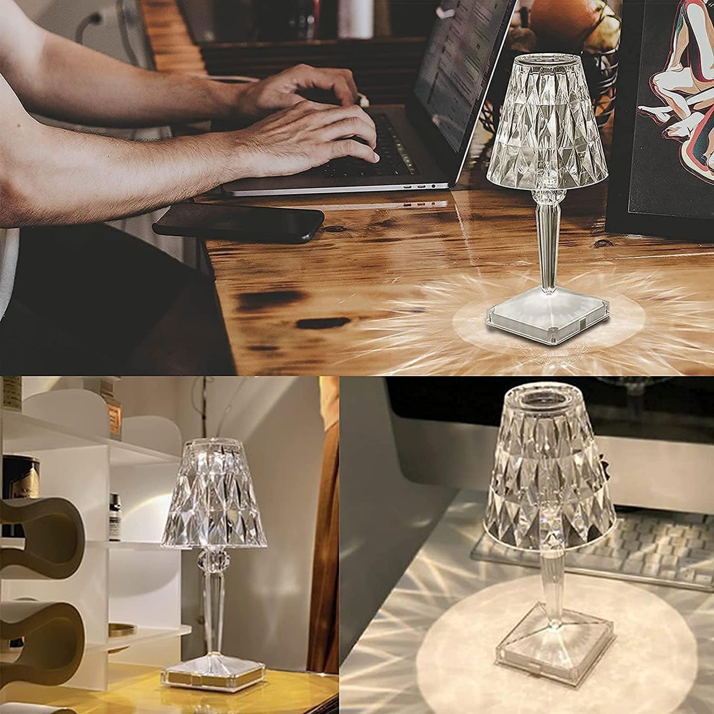 GlitzGlow - LED tafellamp gemaakt met diamantkristal