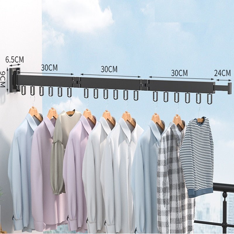 TidyRacks - Uitschuifbaar kledingrek, inklapbare hanger, wandbevestiging.