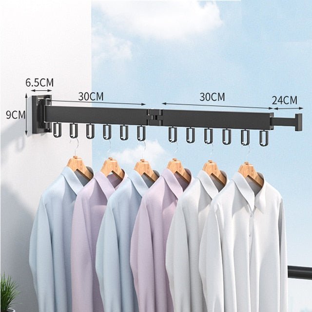TidyRacks - Uitschuifbaar kledingrek, inklapbare hanger, wandbevestiging.