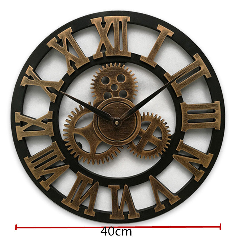 Nicetick - Industriële houten wandklok met tandwielen