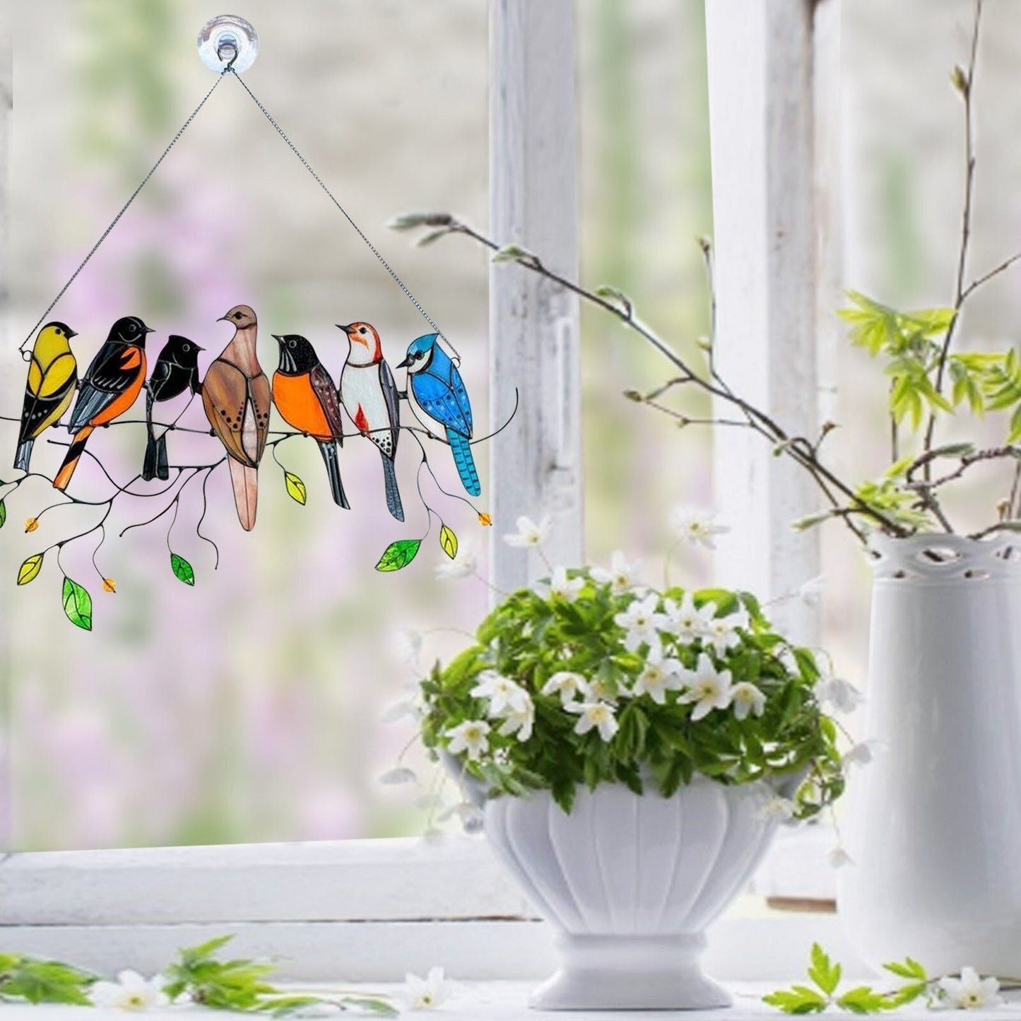 ColorAura | Gebrandschilderd glas vogel Suncatcher