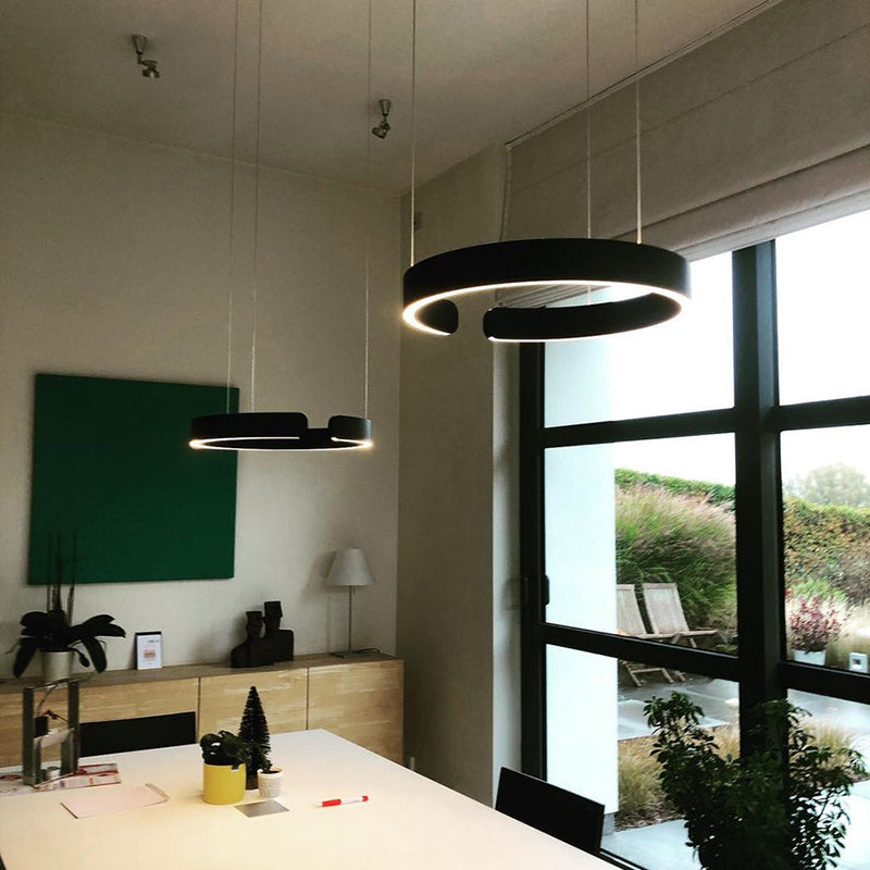 TrendiShine | Moderne Cirkel LED Hanglamp Zwart/Wit/Goud Metaal Slaap/Eet/Woonkamer