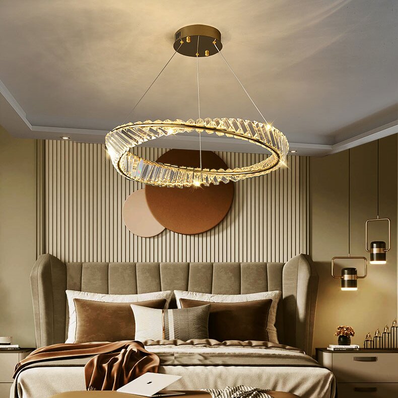 ElegaLume | Moderne Ronde LED Hanglamp Metaal/Glas Goud Slaap/Woon/Eetkamer