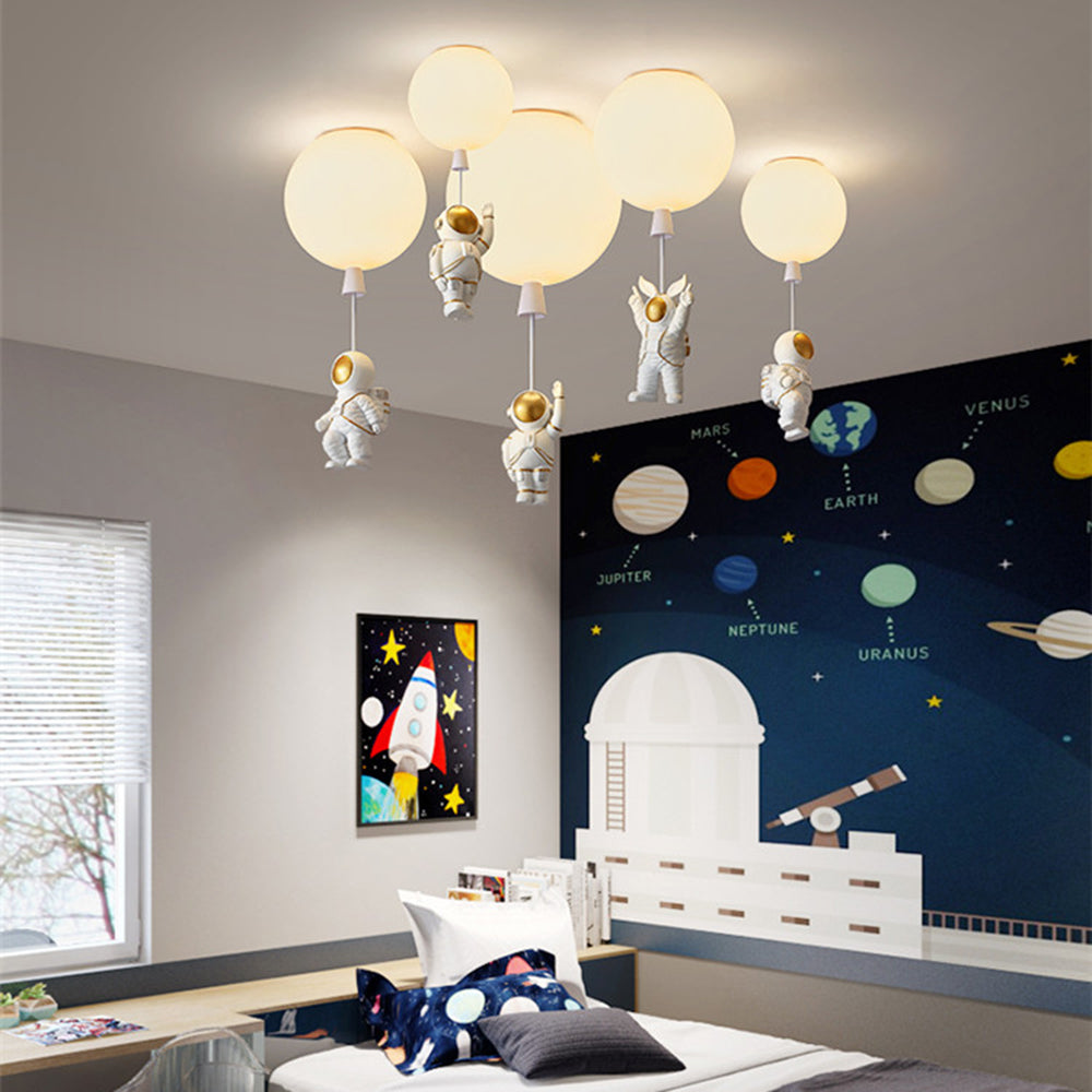 DreamScape | Moderne Maan/Astronauten LED Plafondlamp Acryl Grijs/Wit/Roze/Rood/Groen/Geel/Blauw/Oranje