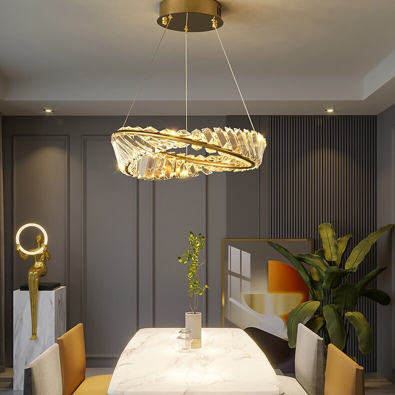 ElegaLume | Moderne Ronde LED Hanglamp Metaal/Glas Goud Slaap/Woon/Eetkamer