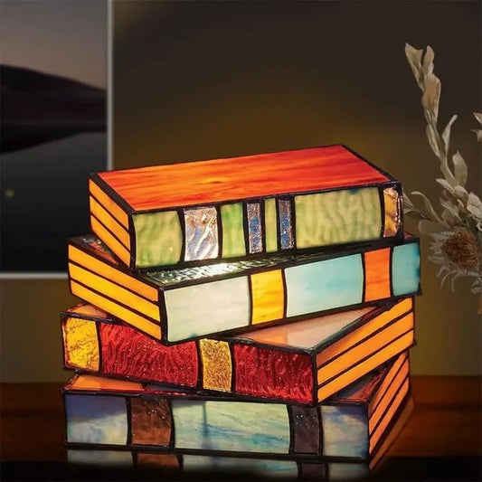 RadiantBook - Kleurrijke Buntglas Boeklamp