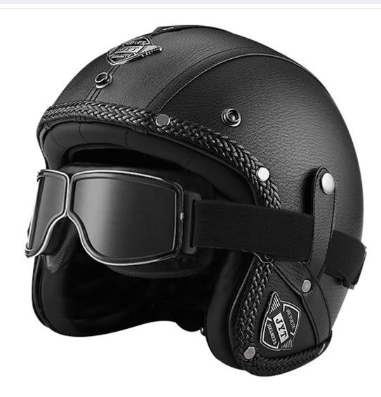 HelmRetro - Vintage scooterhelm met kunstleren afwerking