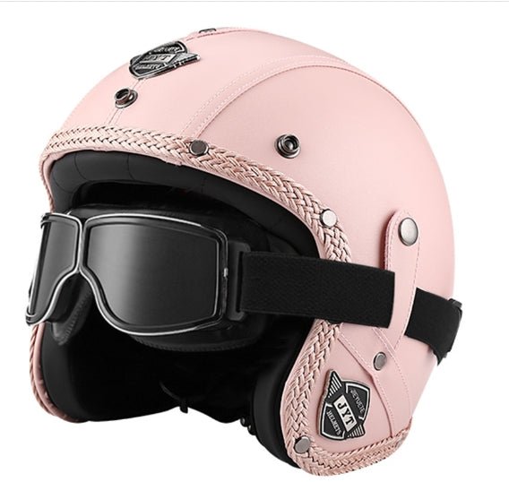 HelmRetro - Vintage scooterhelm met kunstleren afwerking