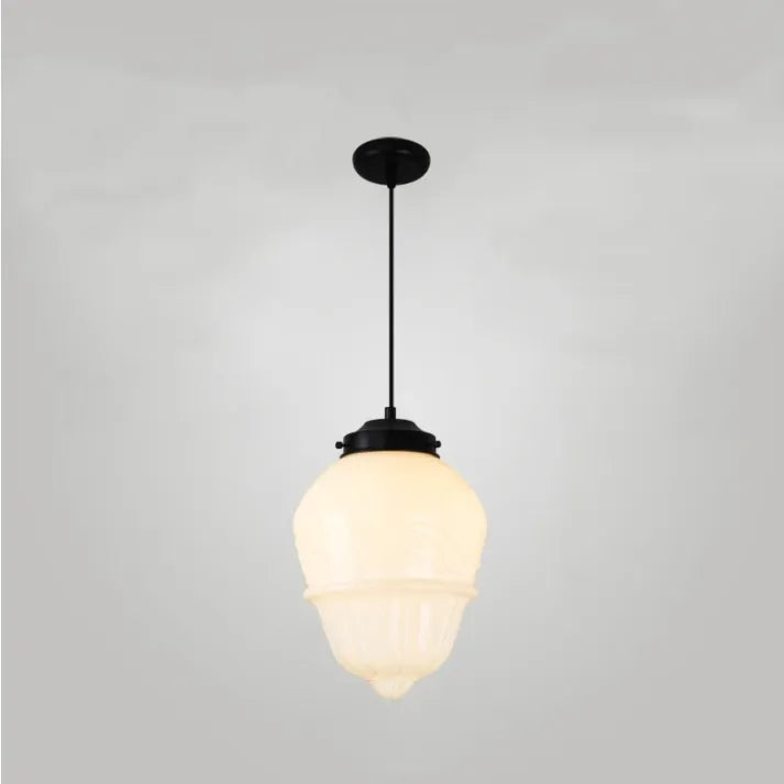 LumoCraft - Vintage witte matglazen geometrische kruik hanglamp