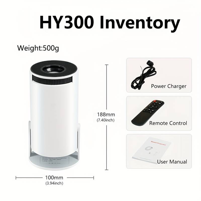 TechVirtuoso - HY300 4K Miniprojector | Android 11, 1080P, 200 ANSI, Draagbare Cinema