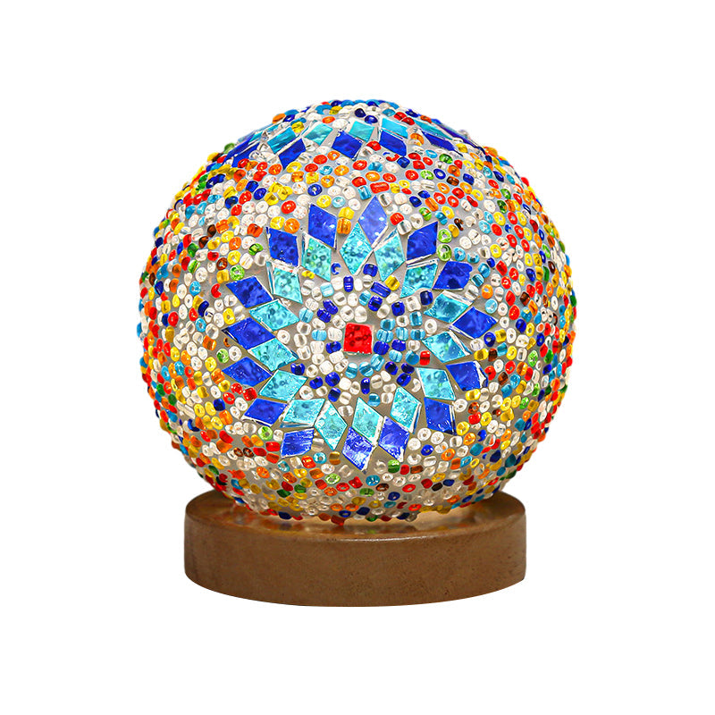 OpulentGlimmer - Sferische LED Dimbare Glazen Bohemian Barok Tafellamp Mozaïek Nachtlicht 3.9"