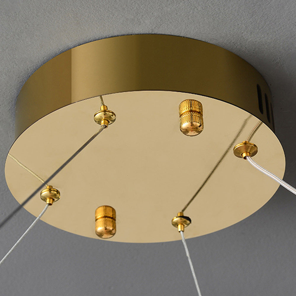 ElegaLume | Moderne Ronde LED Hanglamp Metaal/Glas Goud Slaap/Woon/Eetkamer