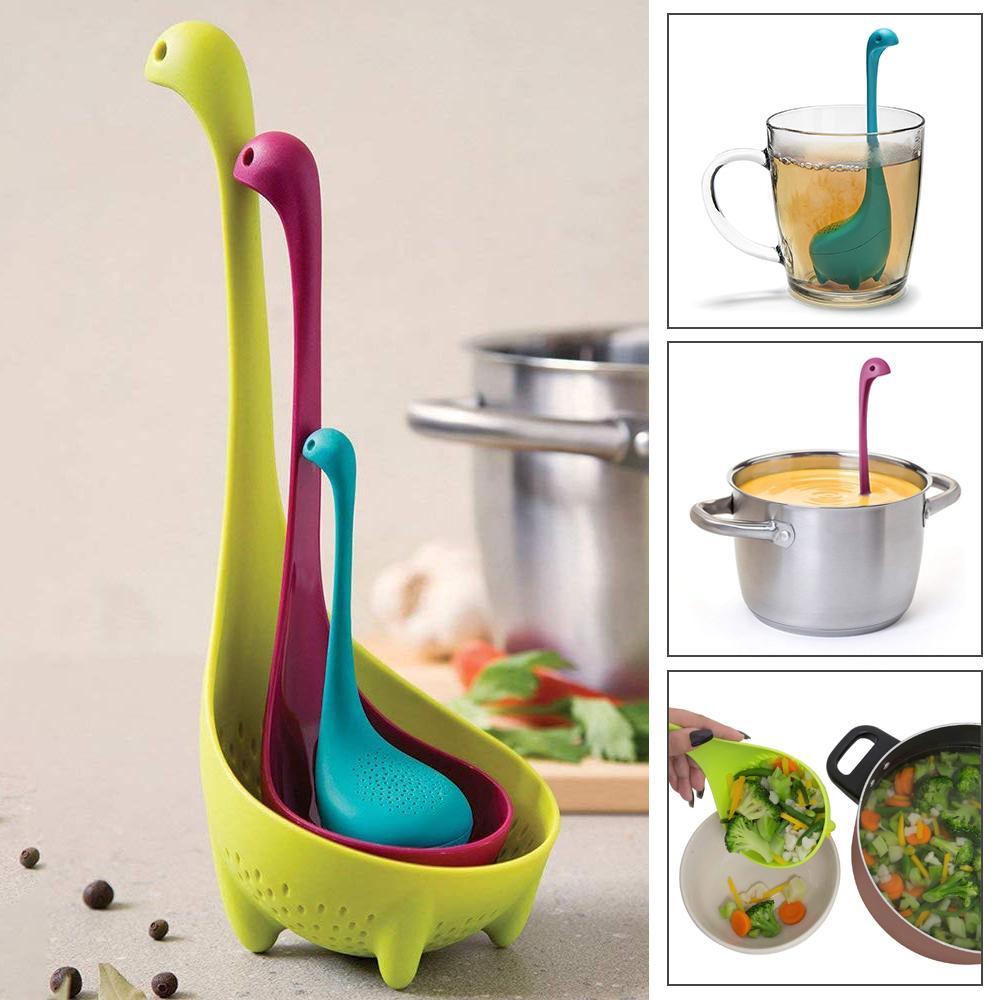 HappyScoops - Schattige Theezeef, Soeplepel en Loch Nessie Monster Zeef Set