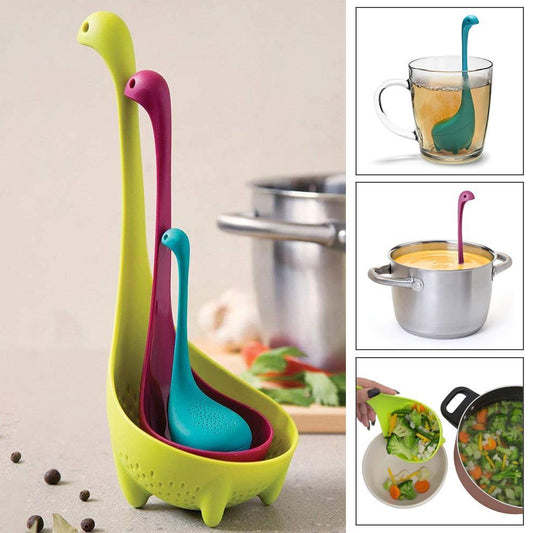 HappyScoops - Schattige Theezeef, Soeplepel en Loch Nessie Monster Zeef Set