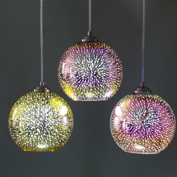 ChromaGlow - Moderne Creatieve 3D Kleurrijke Vuurwerk Glas 1-Licht Koepel Hanglamp