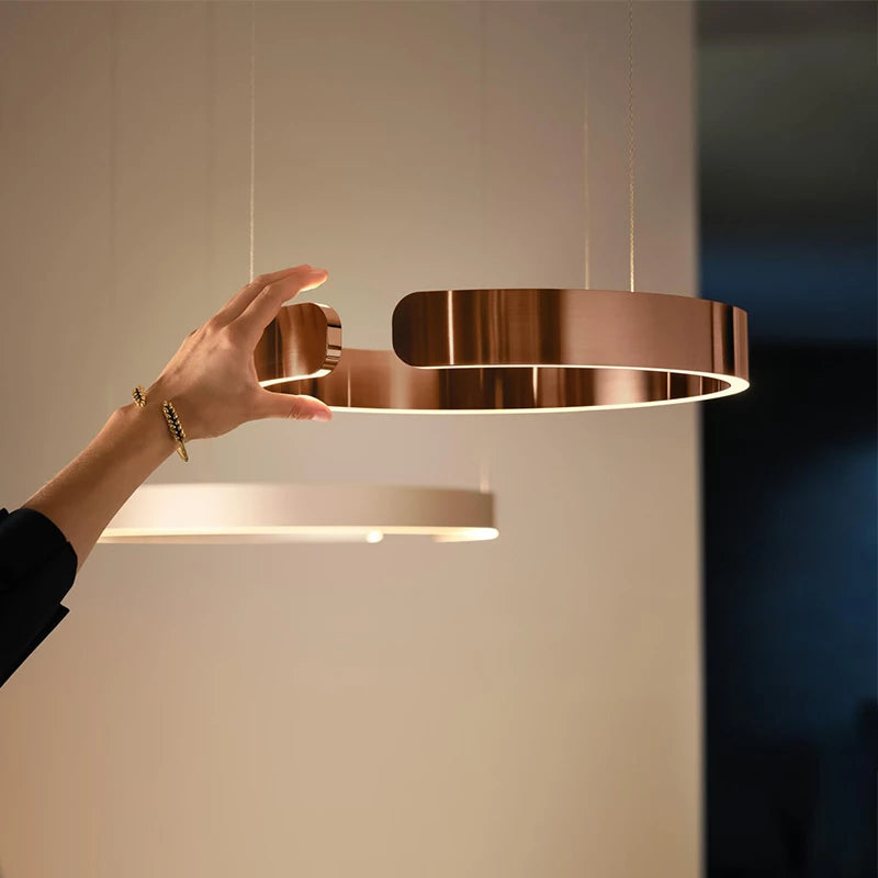 TrendiShine | Moderne Cirkel LED Hanglamp Zwart/Wit/Goud Metaal Slaap/Eet/Woonkamer