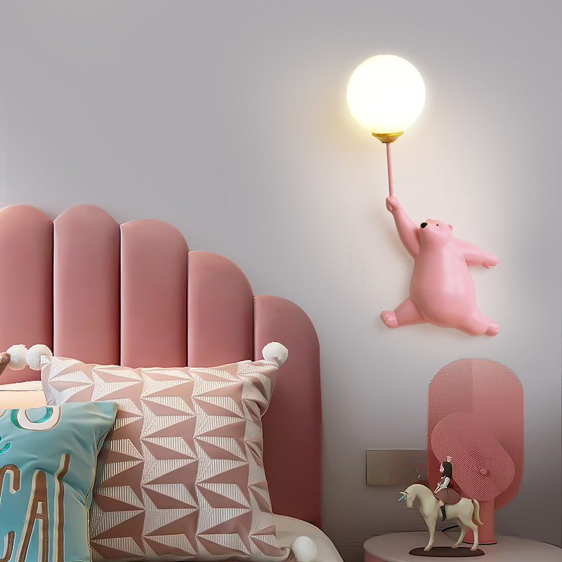 ModishRadiance | Bear LED Wandlamp Wit/Blauw/Roze Hars/Acryl Slaap/Woon/Kinderkamer