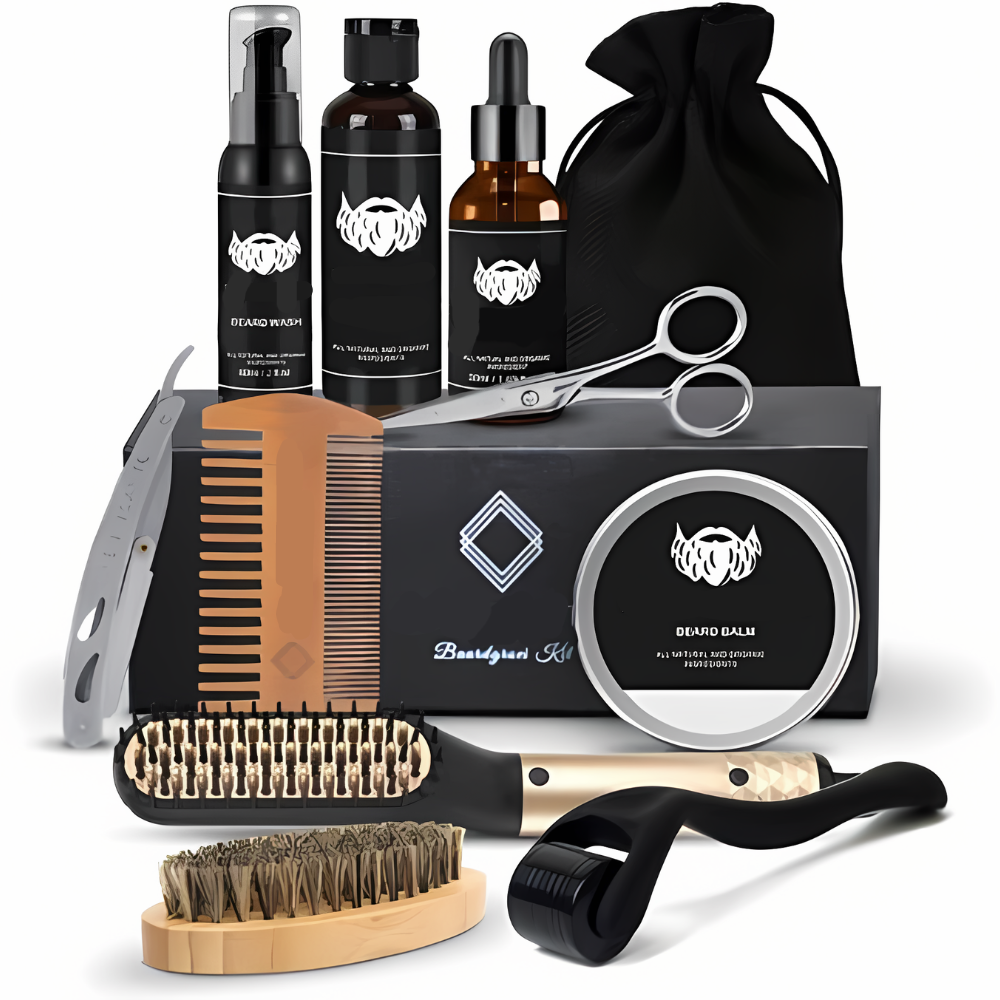 BeardMajesty | Baardverzorgingsets – Baard Stijltang – Dermaroller – Etherische olie – Baard Conditioner – Dermaroller Haargroei