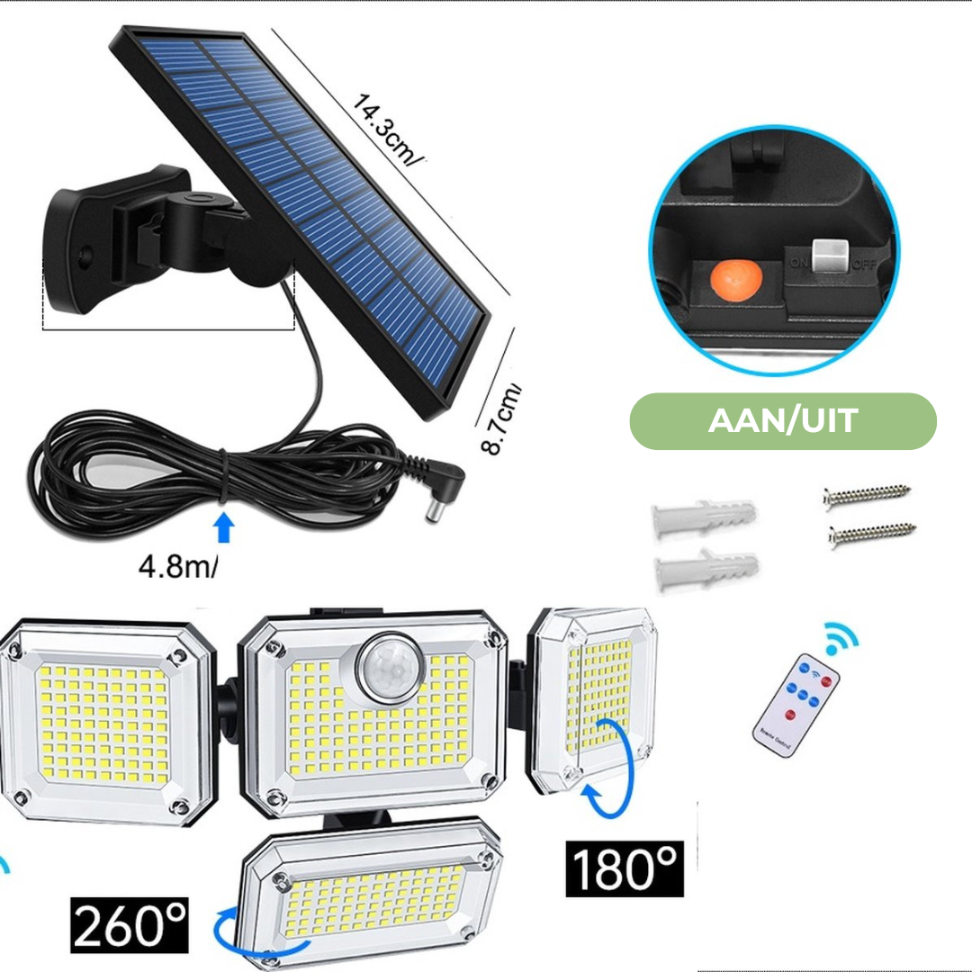 CoolQuest - Solar Buitenlamp - bewegingssensor - 333 LED