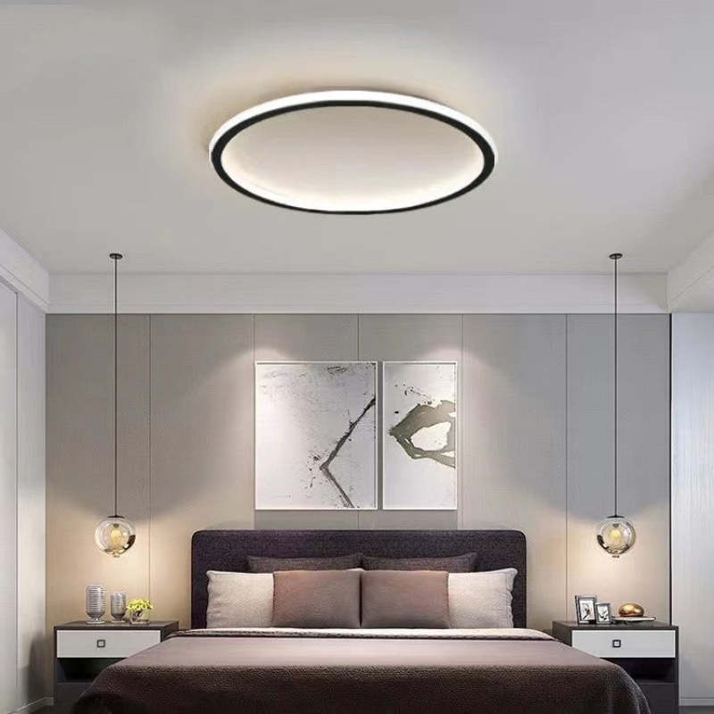 SleekAura | Moderne Ronde LED Plafondlamp Metaal/Acryl Zwart/Wit Slaapkamer/Eetkamer/Woonkamer