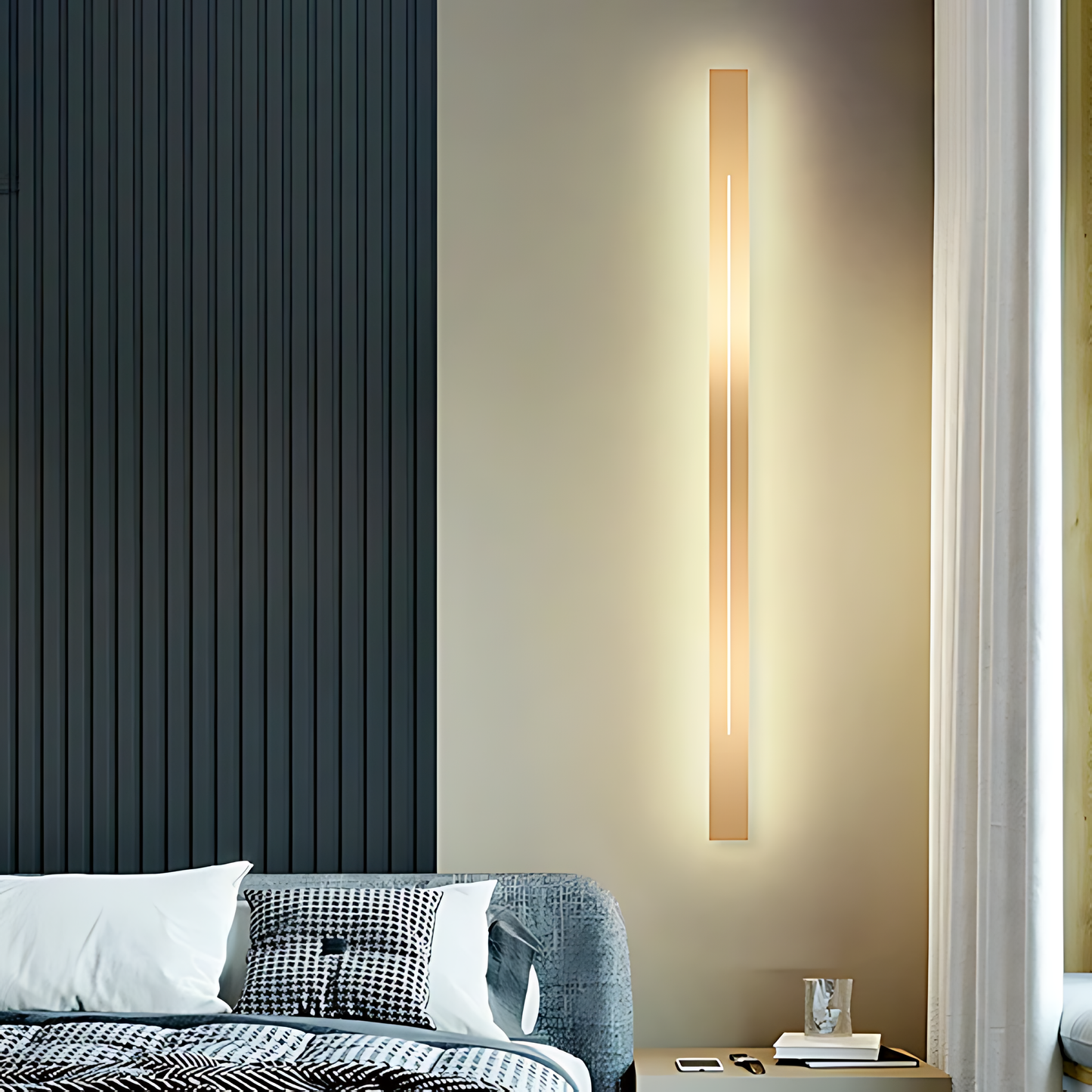 LuxeGlow | Moderne Lineaire LED Wandlamp Zwart/Goud Acryl Badkamer