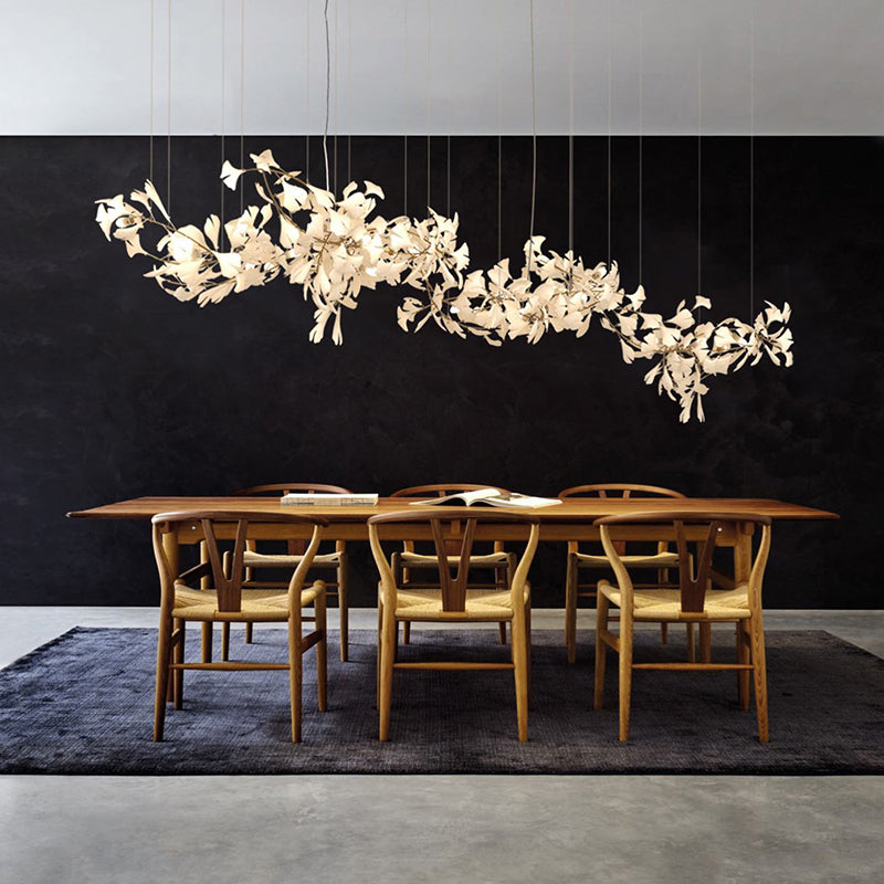 StylishLoom | Ginkgo Leaf LED Kroonluchters Goud/Wit Metaal/Keramiek Slaap/Eetkamer/Woonkamer