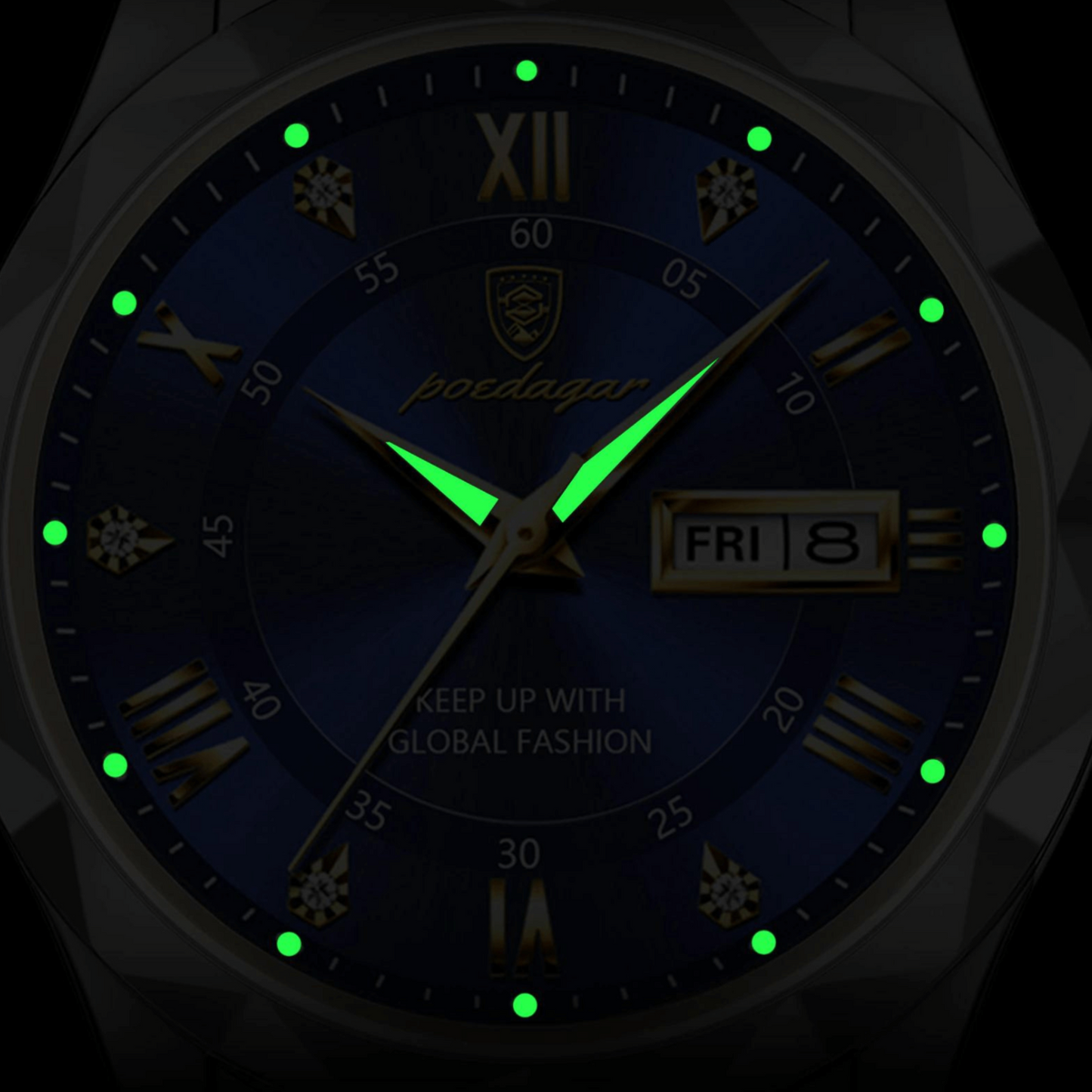 AquaQuartz | Heren Roestvrijstalen Luminous Horloge