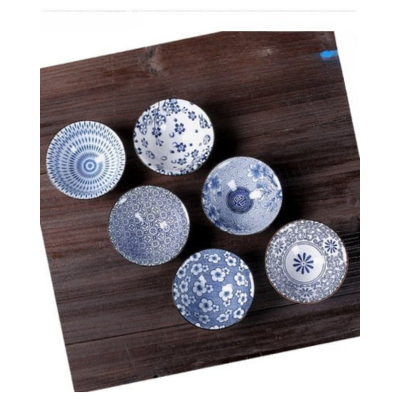 Heritaste - Elegante 6-delige Vintage Blauw en Witte Theekopjes Set