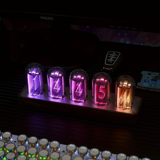 PixelClock - Buisklok retro digitale tafelklok, ondersteunt Wi-Fi tijdkalibratie