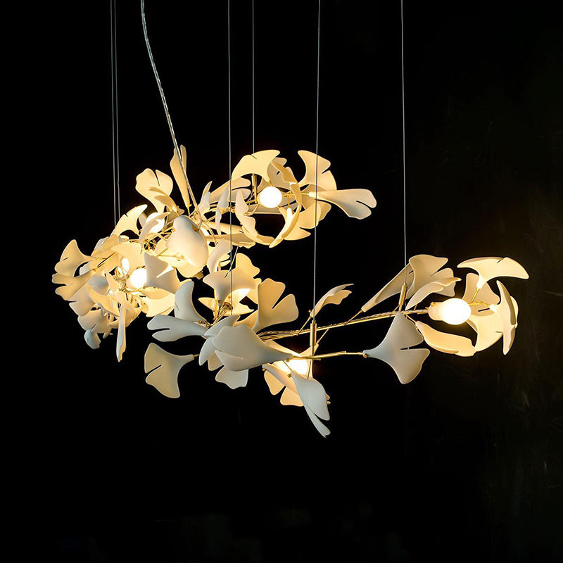 StylishLoom | Ginkgo Leaf LED Kroonluchters Goud/Wit Metaal/Keramiek Slaap/Eetkamer/Woonkamer