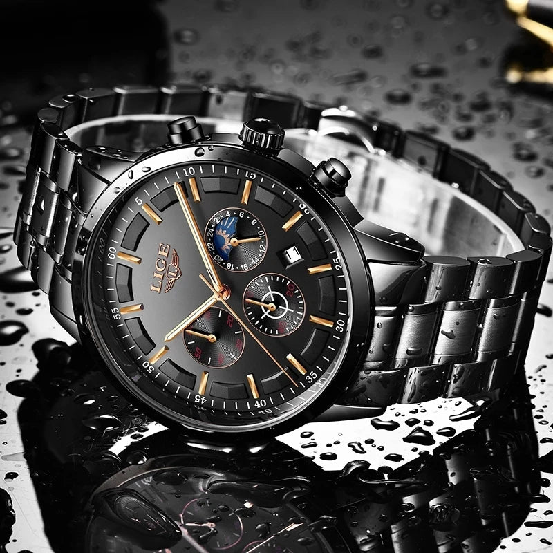 VanguardTime | Military Black Steel Horloge - Elegant en stijlvol