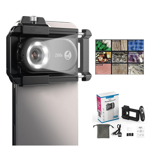 LumeLens - iPhone Zoomlens, 12 LED-modi, CPL-lens, Heldere en Stabiele Beelden (Zwart)