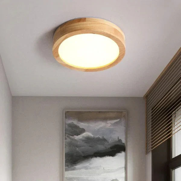 WoodenGlow | Elegante Houten Ronde Plafondlamp