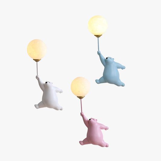 ModishRadiance | Bear LED Wandlamp Wit/Blauw/Roze Hars/Acryl Slaap/Woon/Kinderkamer