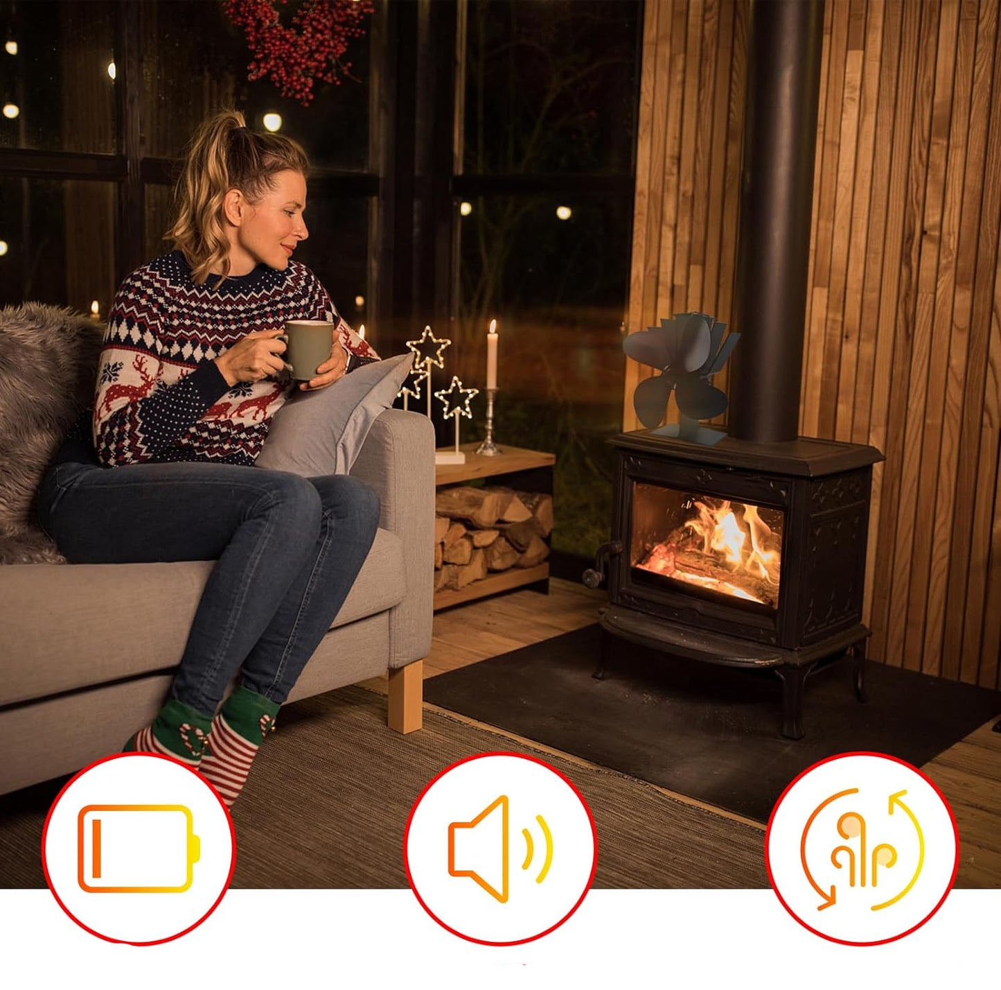 HeatSphere - Verwarmingsventilator op warmte | Stille Houtkachel Ventilator Verwarming