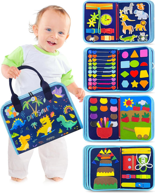 InnovKid | Blauw Druk bord Speelgoed Tas  - Montessori Speelgoed 6 Maanden