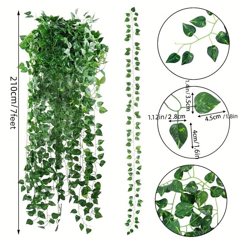 ZenithAura - 12x Kunstklimop, 2m Groene Slinger | Nepbladeren voor Muurdecoratie & Feest