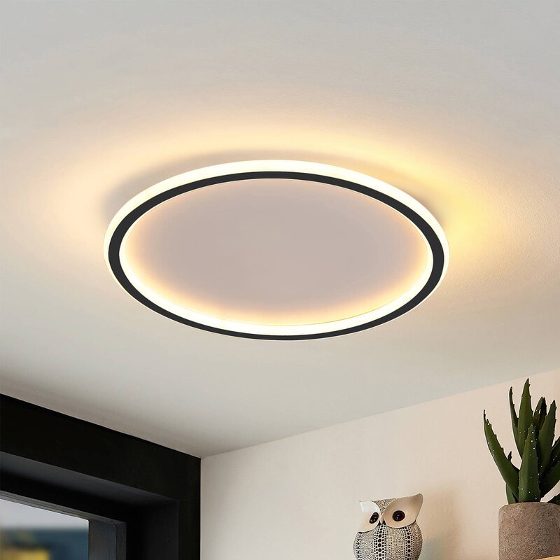 SleekAura | Moderne Ronde LED Plafondlamp Metaal/Acryl Zwart/Wit Slaapkamer/Eetkamer/Woonkamer