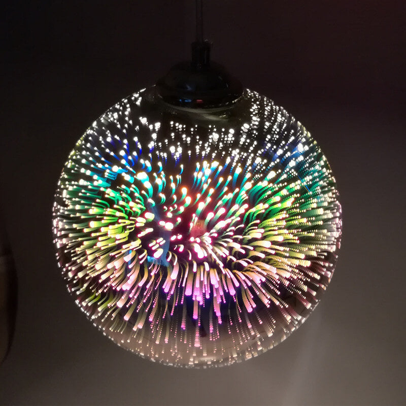 ChromaGlow - Moderne Creatieve 3D Kleurrijke Vuurwerk Glas 1-Licht Koepel Hanglamp