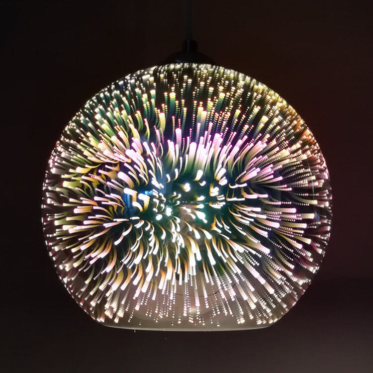 ChromaGlow - Moderne Creatieve 3D Kleurrijke Vuurwerk Glas 1-Licht Koepel Hanglamp