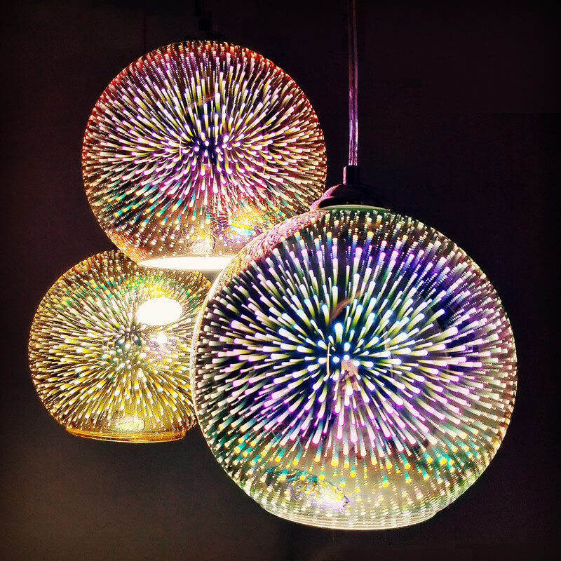 ChromaGlow - Moderne Creatieve 3D Kleurrijke Vuurwerk Glas 1-Licht Koepel Hanglamp