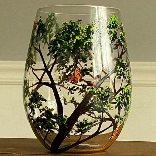 SeasonsCraft - Four Seasons Tree Wijnglazen - Handgeschilderde Kunst