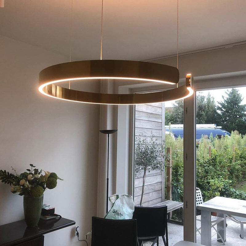 ModernLuxe | Edge Moderne Cirkel LED Hanglamp Zwart/Wit/Goud Metaal Slaapkamer/Eetkamer/Woonkamer