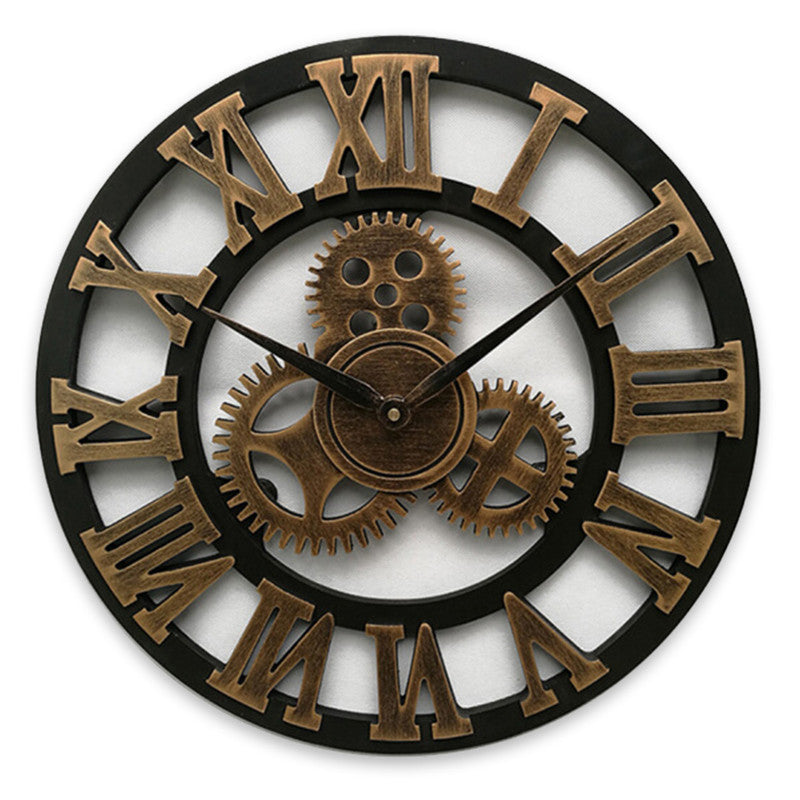 Nicetick - Industriële houten wandklok met tandwielen
