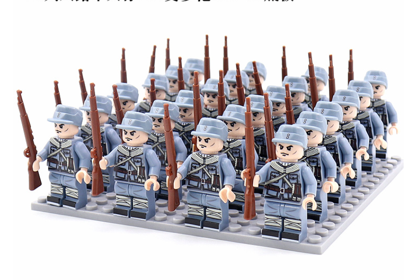 BattleBricks - Set van 21 militaire bouwstenen uit WOII - Duits, Frankrijk, Italië, China