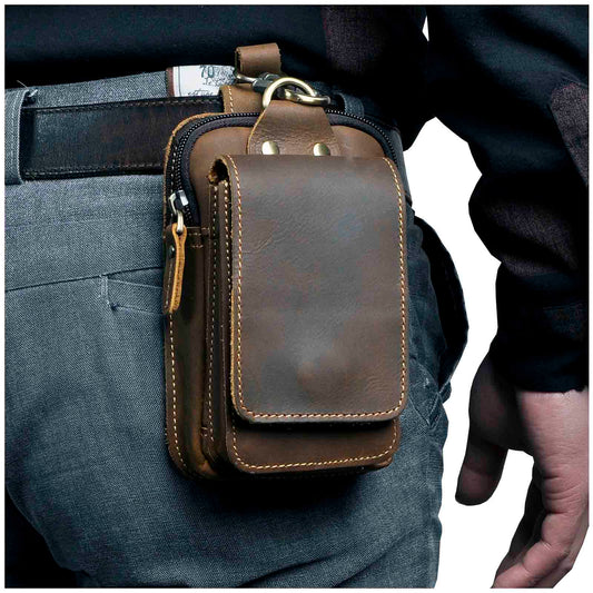 Veluxe - Echt Lederen Heren Waist Bag - Eenvoudig al je spullen op zak