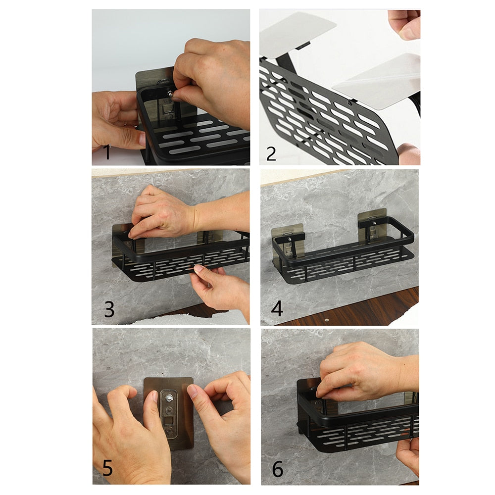 FlexiShelf - Hoekbadkamerschappen die geen boren vereisen voor een doucherekhouder